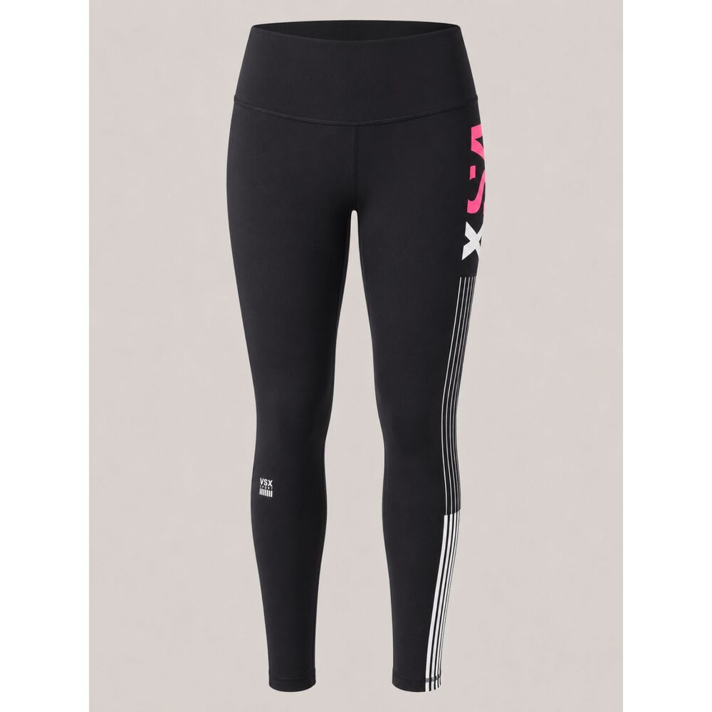 VSX Sport Black Athletic Leggings Graphic Stripe Yoga Pants Medium